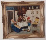 Ulei pe p&acirc;nză o lucrare veche semnata de o foarte bună calitate &icirc;ncadrata &icirc;ntr-o ramă Blondel din lemn masiv