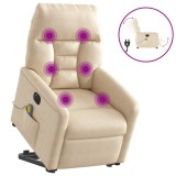 Cumpara ieftin Fotoliu masaj rabatabil electric cu ridicare, bej, microfibră