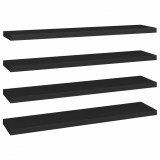 Rafturi de perete suspendate 4 buc. negru 120x23,5x3,8 cm MDF