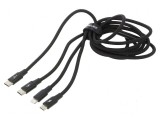 Cablu USB 2.0 negru textilă 1,5m