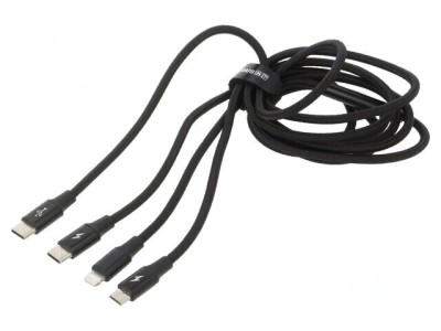 Cablu USB 2.0 negru textilă 1,5m foto