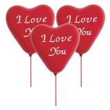 Set Baloane Party, &quot;I Love You&quot;, Formă de Inimă, Cu Stick și Rozete, Roșu, 8 Bucăți, Oem
