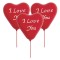 Set Baloane Party, &quot;I Love You&quot;, Formă de Inimă, Cu Stick și Rozete, Roșu, 8 Bucăți