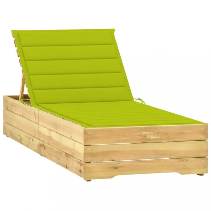 vidaXL Șezlong cu pernă verde aprins, lemn de pin tratat 3065920