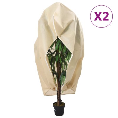 vidaXL Protecție de fleece plante cu fermoar 2 buc 70 g/m&amp;sup2; 1,55x1,55 m 364877 foto
