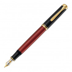 Stilou Pelikan Souveran M400 F, penita aur 14K, accesorii placate cu aur 24K,