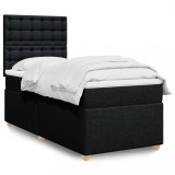 VidaXL Pat box spring cu saltea, negru, 100x200 cm, textil