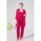 Cumpara ieftin Set Pijama de Dama 3 Piese din Satin, Coral - ANI161