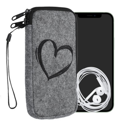 Husa Universala pentru telefon XL - 6,8 inch, Textil, Gri, 49866.4.09, kwmobile foto
