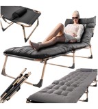 Pat pliabil camping LUARO 193 cm reglabil gri