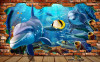 Fototapet de perete autoadeziv si lavabil Evadarea delfinilor, 300 x 250 cm