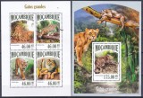 DB1 Fauna Mozambic Marile Feline MS + SS MNH, Nestampilat