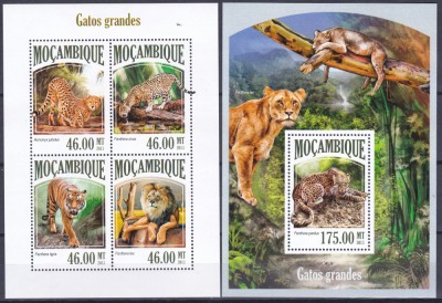 DB1 Fauna Mozambic Marile Feline MS + SS MNH foto