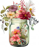 Sticker decorativ, Borcan cu Flori, Multicolor, 72 cm, 1265STK