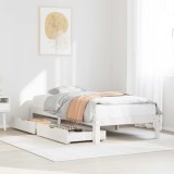 VidaXL Cadru de pat cu sertare, alb, 75x190 cm, lemn masiv de pin