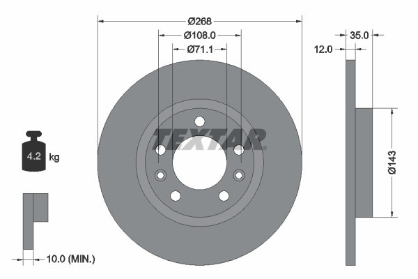 TEXTAR 92268003 PRO Disc frana