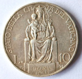 VATICAN ITALIA 10 LIRE 1934 ARGINT CU PATINA XF AUNC, Europa