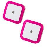 Set 2 Lampi Veghe LED Senzor Ambiental, Model Patrat, Roz - Copii, Bebelusi, Priza