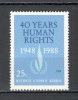 Cipru.1988 40 ani Declaratia drepturilor omului SC.15, Nestampilat