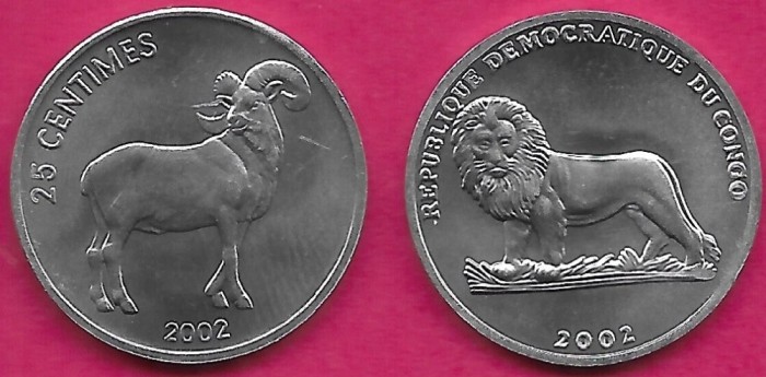 C10 CONGO D R 25 cent 2002 UNC
