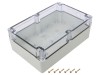 Carcasa Universala KRADEX IP67 Policarbonat 140x210x75mm Gri Deschis Capac Transparent Cu Bucsa Alama
