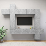 vidaXL Set de dulapuri TV, 9 piese, gri beton, lemn prelucrat 3079158