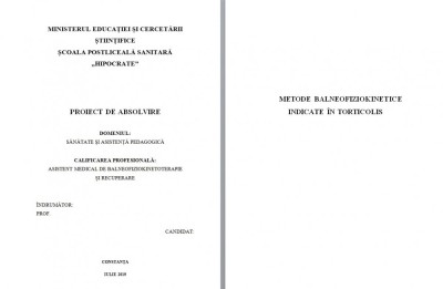 Lucrare De Licenta Bfkt Metode Balneofiziokinetice Indicate In