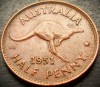 Moneda istorica HALF PENNY - AUSTRALIA, anul 1951 * cod 4383, Australia si Oceania