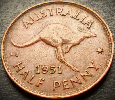 Moneda istorica HALF PENNY - AUSTRALIA, anul 1951 * cod 4383 foto