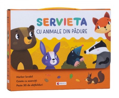 Servieta cu animale din padure foto