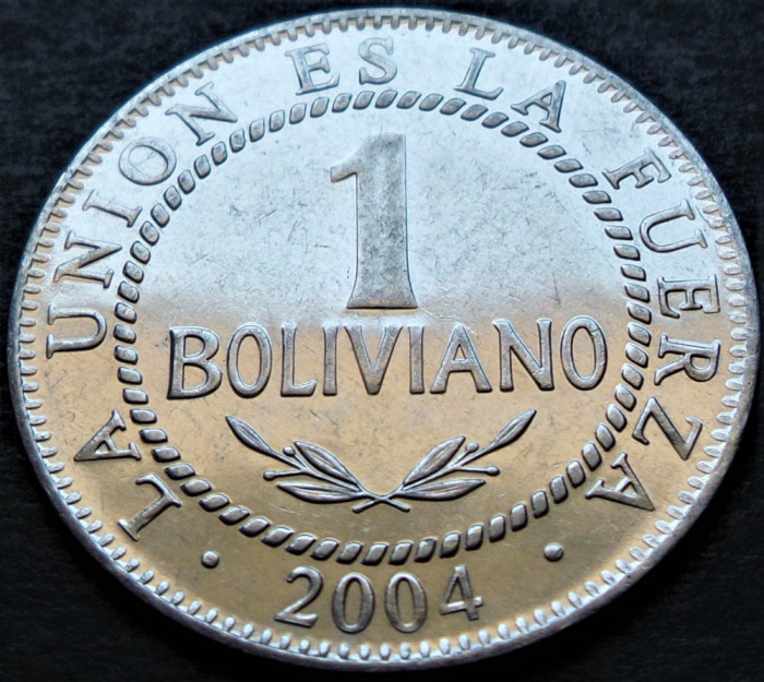 Moneda exotica 1 BOLIVIANO - BOLIVIA, anul 2004 * cod 2846
