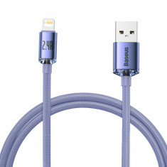 Cablu De Date De încărcare Rapidă Din Seria Baseus Crystal Shine USB Tip A La Lightning 2,4A 1,2m Violet (CAJY000005)