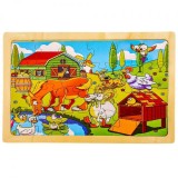 Puzzle lemn, 24 piese, Ferma animalelor 1, Oem