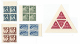 *Romania, LP 230/1948, Uniunea Tineretului Muncitor, blocuri de 4 timbre, MNH
