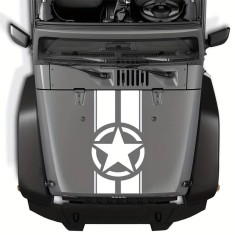 Sticker auto off road army star, 90x43 cm, alb, folie oracal, autocolant exterior rezistent uv