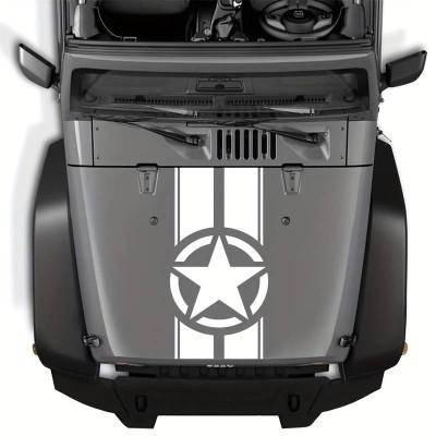 Sticker autoadeziv pentru vehicule Off Road, model &amp;bdquo;Army Star&amp;rdquo;, dimensiune 90 x 43 cm, culoare Alba foto