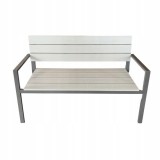 Banca de gradina, spatar plastic, structura otel, gri, 118x54x77 cm, Miruna GartenVIP DiyLine