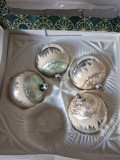 Lot 4 globuri vechi vintage West Germany, Craciun, cca 6cm diametru