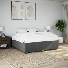vidaXL Cadru de pat fără saltea, gri &icirc;nchis, 200x200 cm, textil