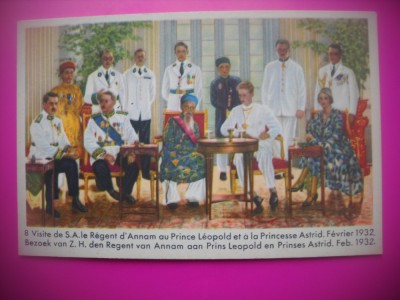 HOPCT 6391 REGENTUL VIETNAMEZ ANNAM IN VIZITA -1932-REGINA ASTRID-FAMILIA REGALA BELGIA-CROMO LITHO-CIOCOLATA COTE D&amp;#039;OR foto