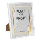 Rama Foto Decorativă, Model Monocolor, Dimensiuni Fotografie 20x25 cm, Suport Metalic, Alb, Material Plastic, Oem