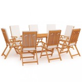 vidaXL Set mobilier de grădină cu perne, 9 piese, lemn masiv tec