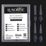 Cumpara ieftin Tipsuri Reutilizabile Revo Shapes LUXORISE Mix French - Full Forms, 96 Tips &amp; 48 French Stickers
