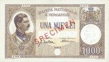 REPRODUCERE bancnota specimen 1000 lei 1934