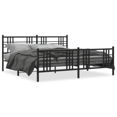 vidaXL Cadru pat metalic cu tăblie de cap/picioare, negru, 180x200 cm foto