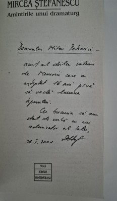 Carte cu autograf Mircea Stefanescu Amintirile unui dramaturg foto