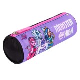 Penar Monster High cilindric , 1 fermoar, neechipat, negru cu mov, 22A 7 cm