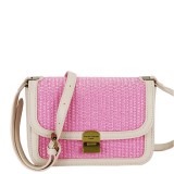 Cumpara ieftin Geanta roz deschis crossbody cu model impletit CM7497 15
