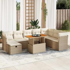 vidaXL Set canapele grădină cu perne 9 piese bej poliratan/lemn acacia 3327989