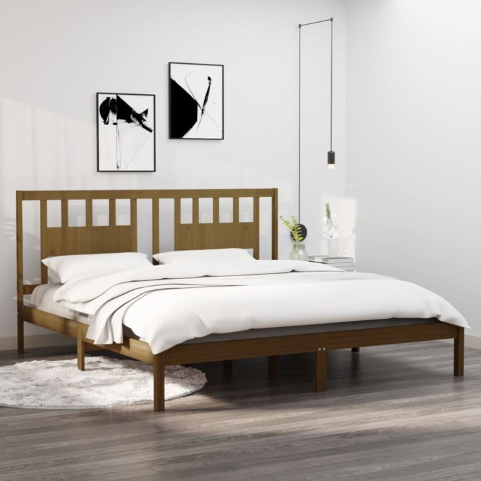 vidaXL Cadru de pat, maro miere, 200x200 cm, lemn masiv de pin 3104086
